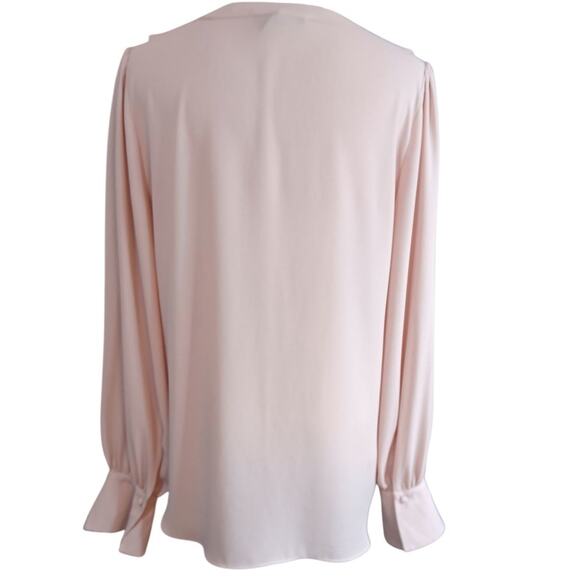 WHBM Pale Blush Pink Ruffled Top Blouse Medium Dressy Event Career Classic VNeck - Picture 8 of 8